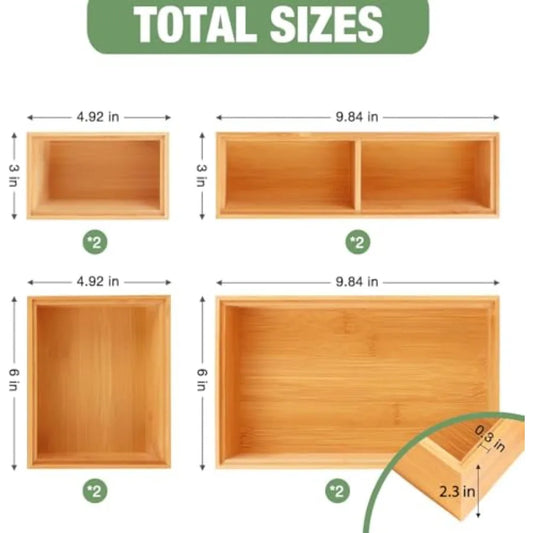 Drawer Organizer Set, Bamboo 8-Piece