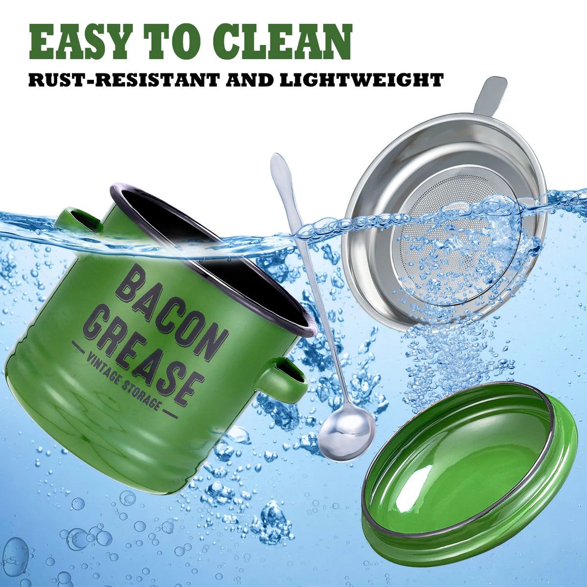 Grease Container, 46oz with Strainer