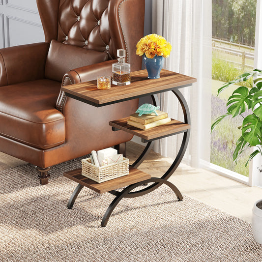 End Table, C-Shaped 3-Tier