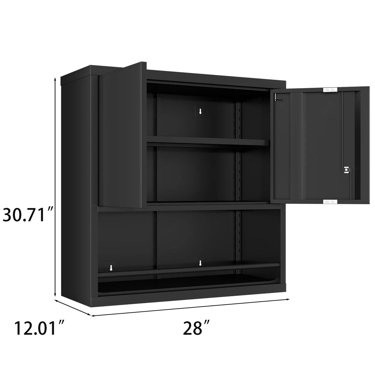 Wall Mounted Lockable Steel Storage Cabinet with Adjustable Shelves