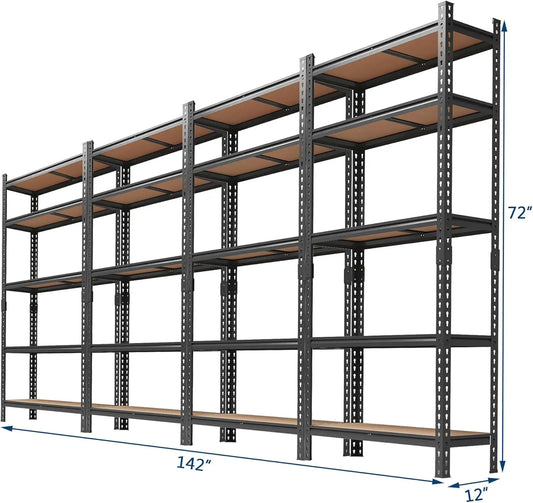 Metal Shelving Unit, 5-Tier 72" 4-Pack