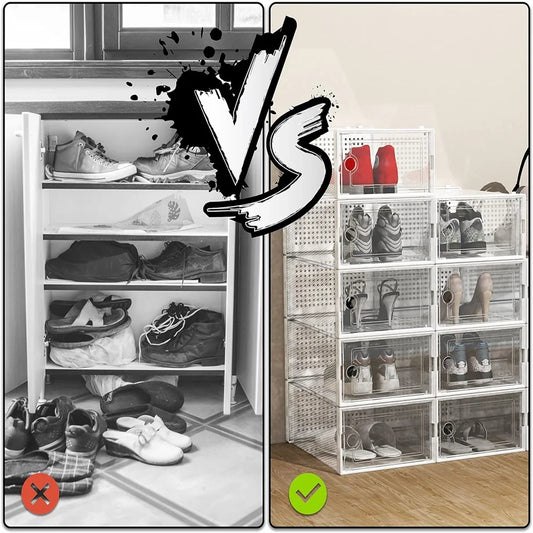 Shoe Storage Boxes, 12-Pack Stackable