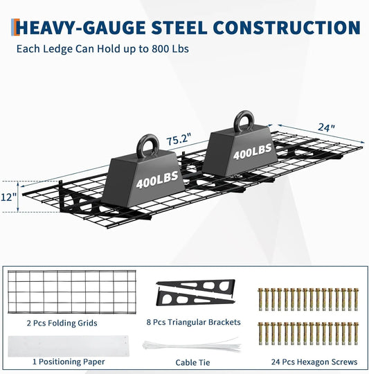 Garage Wall Shelving, 2-Pack 2×6 ft