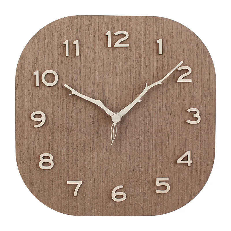 Square Light Luxury Wood Wall Clock