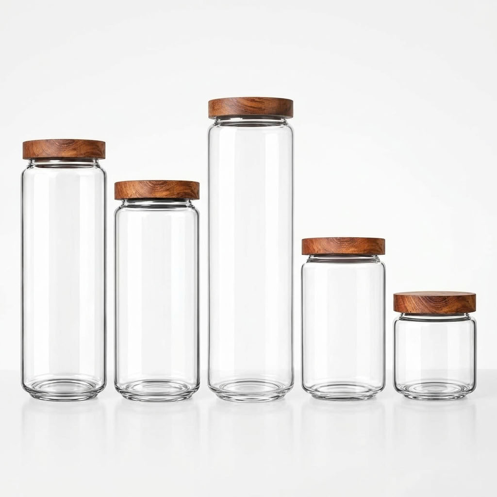 Glass Storage Jars with Acacia Wood Lids