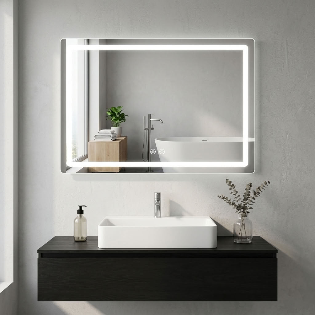LED Bathroom Mirror, Wall-Mounted Anti-Fog Dimmable
