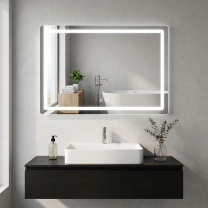 LED Bathroom Mirror, Wall-Mounted Anti-Fog Dimmable