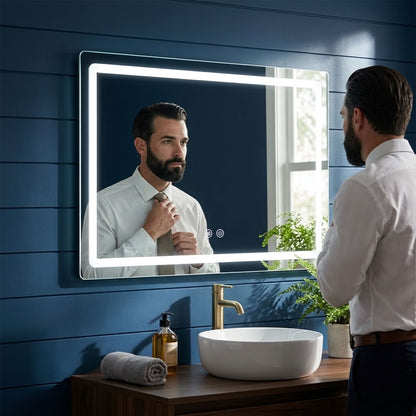 LED Bathroom Mirror, Wall-Mounted Anti-Fog Dimmable