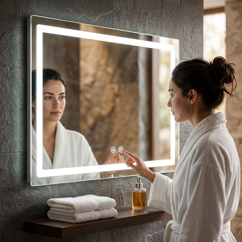 LED Bathroom Mirror, Wall-Mounted Anti-Fog Dimmable
