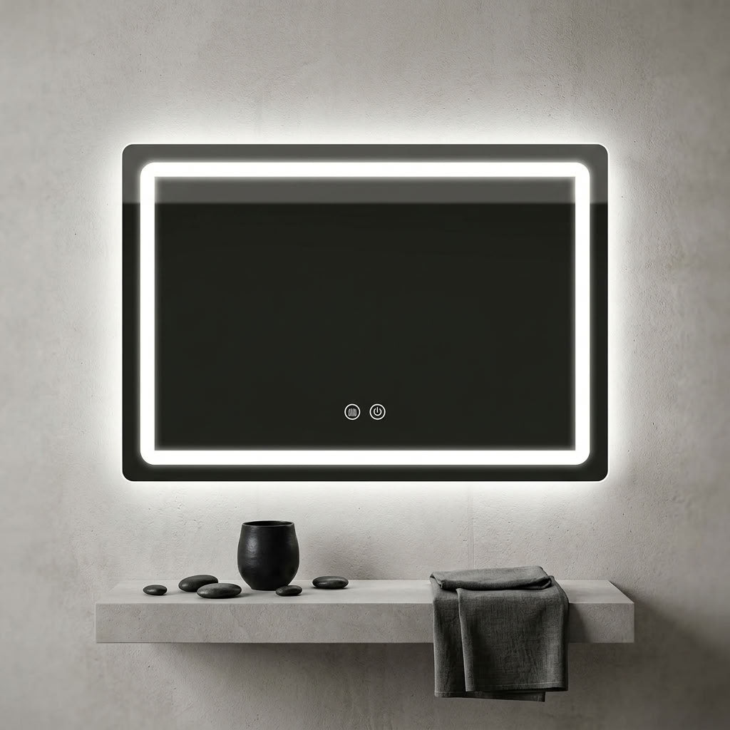 LED Bathroom Mirror, Wall-Mounted Anti-Fog Dimmable