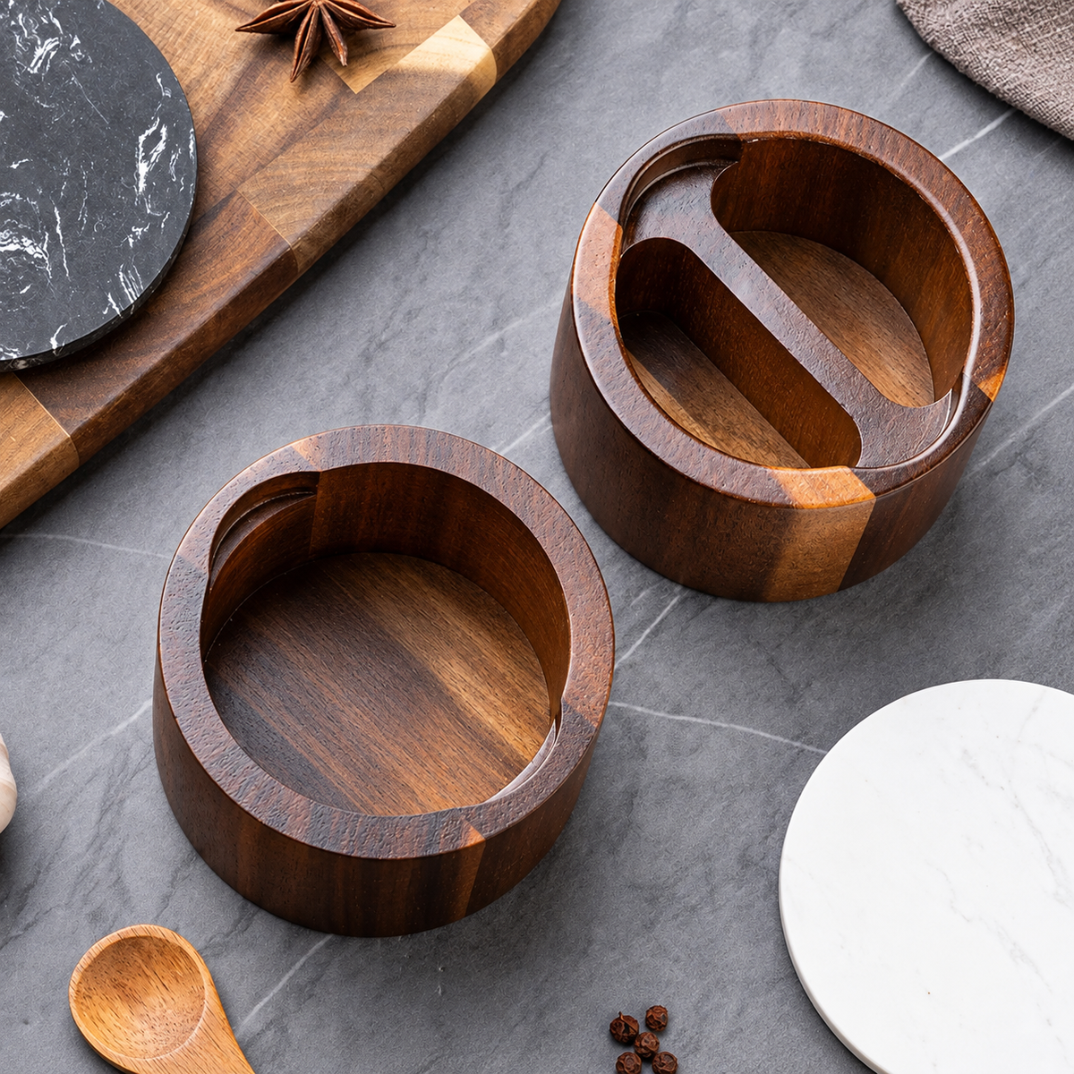 Wood Salt & Spice Container