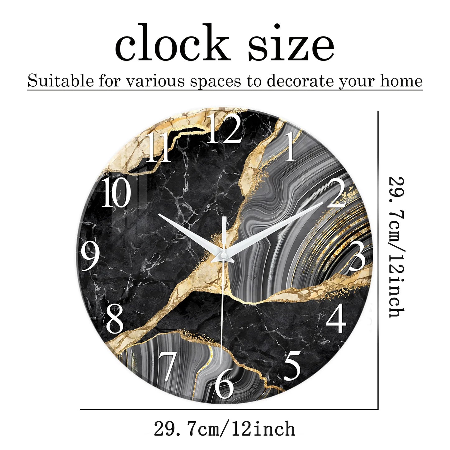 Marble Tempered Glass Wall Clock