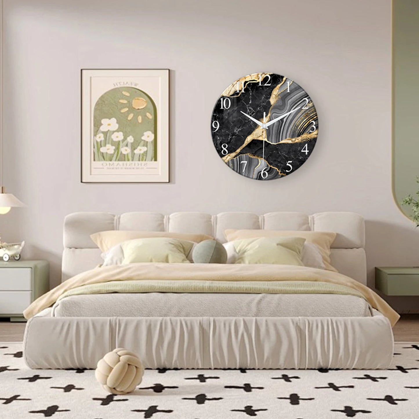 Marble Tempered Glass Wall Clock