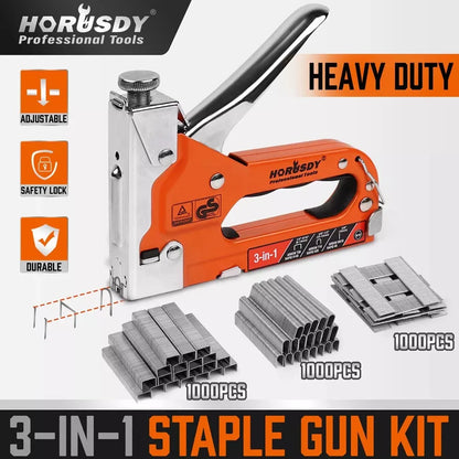 Staple Gun, 3-in-1 Heavy Duty Manual Tacker