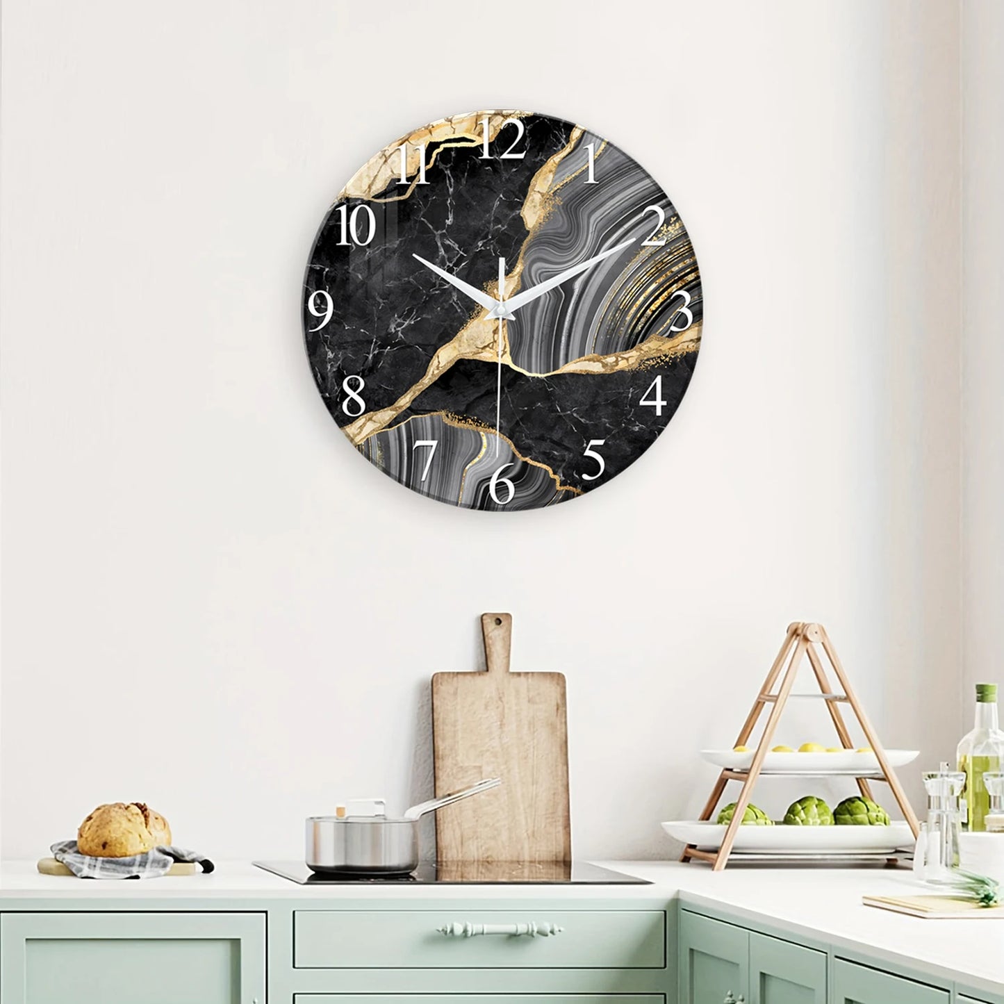 Marble Tempered Glass Wall Clock