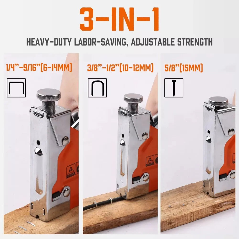 Staple Gun, 3-in-1 Heavy Duty Manual Tacker