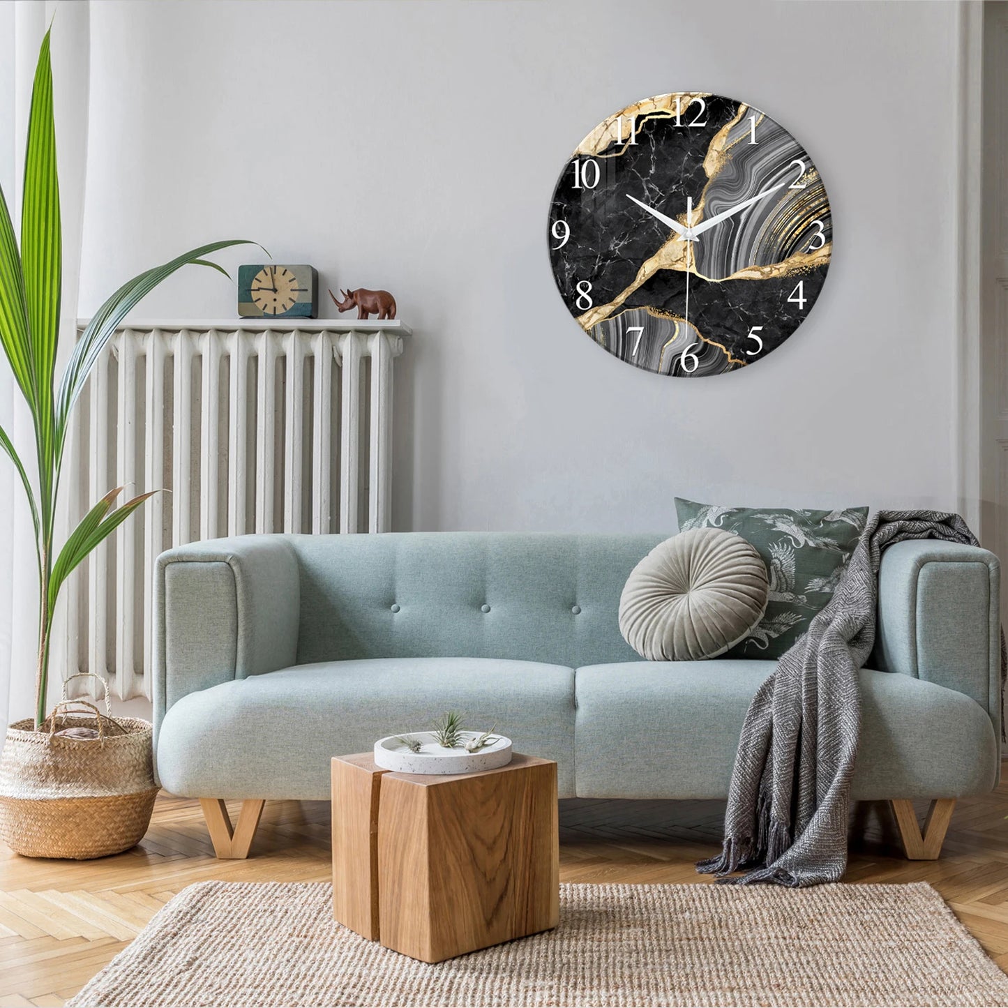 Marble Tempered Glass Wall Clock