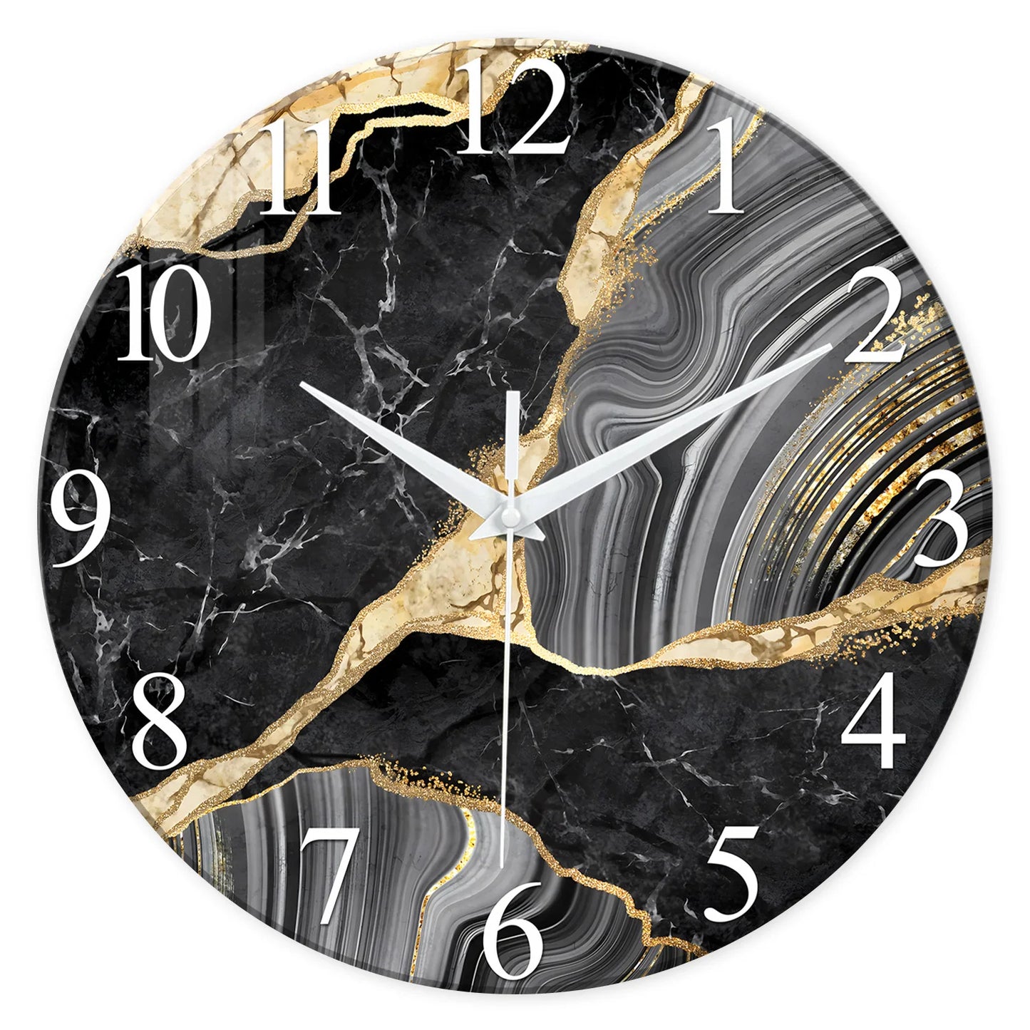 Marble Tempered Glass Wall Clock