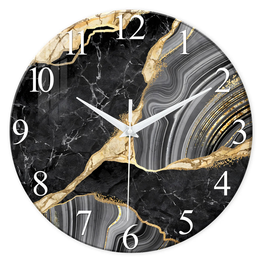 Marble Tempered Glass Wall Clock