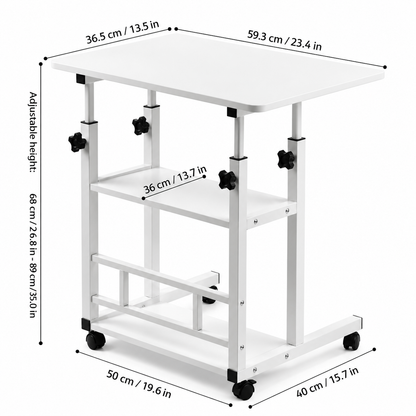 Laptop Desk, Height Adjustable Rolling