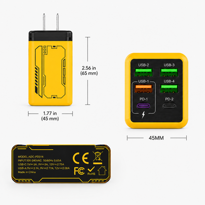 6-Port 240W GaN Wall Hub – USB-C & USB-A Fast Charging