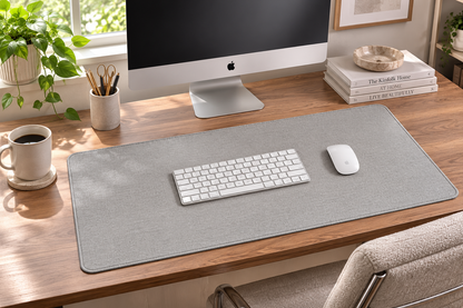 Cotton & Linen Desk Mat – Mouse Pad with Non-Slip Rubber Base