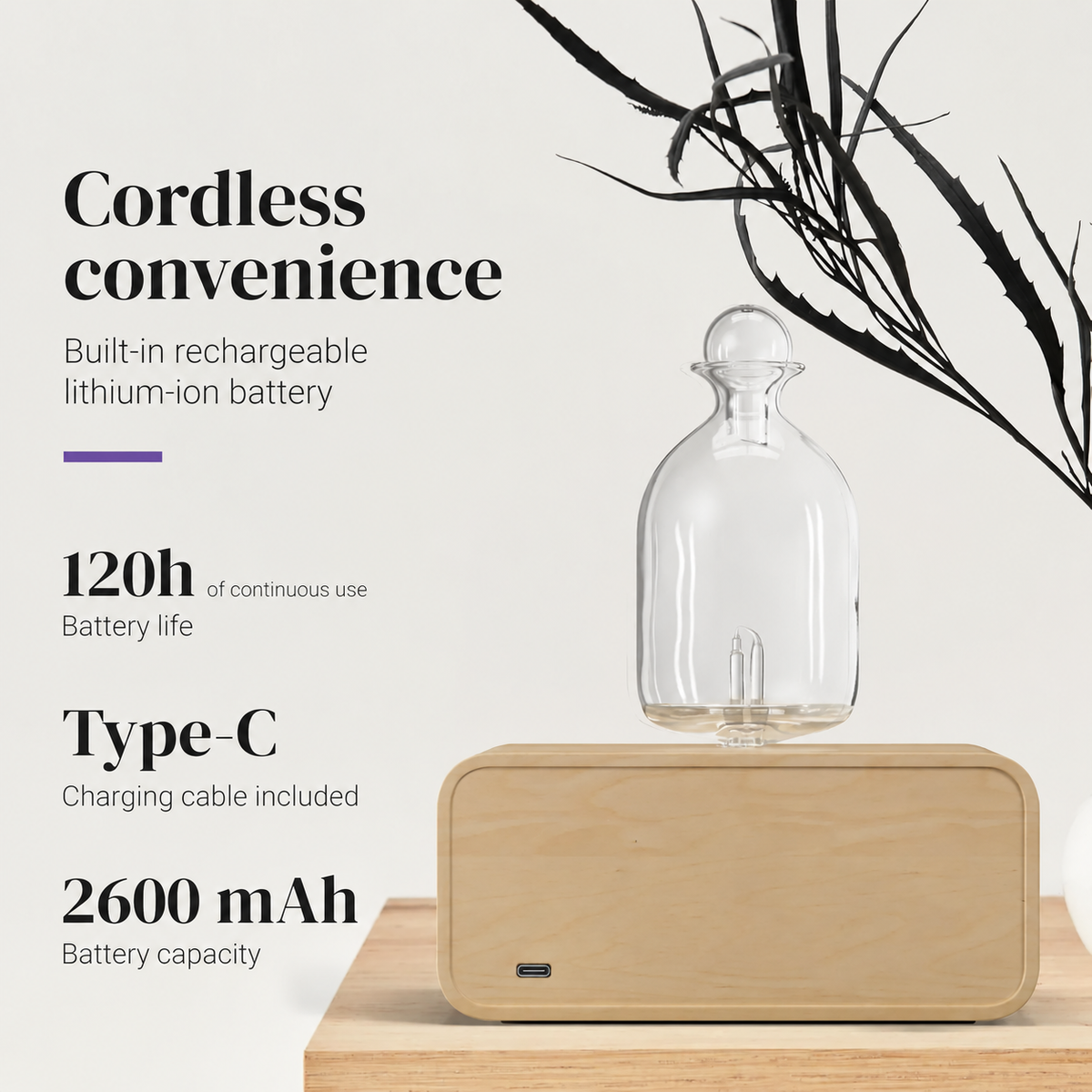 Waterless Glass & Wood Essential Oil Diffuser