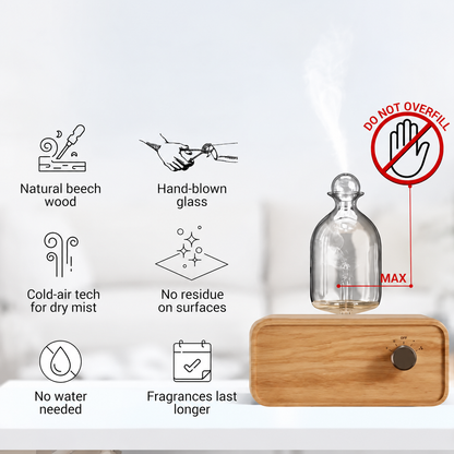 Waterless Glass & Wood Essential Oil Diffuser