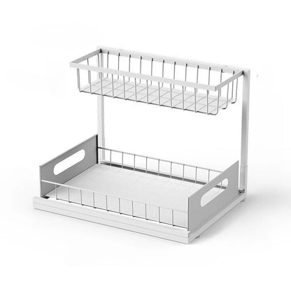2-Tier Sliding Under Sink Organizer – Rustproof Metal Storage