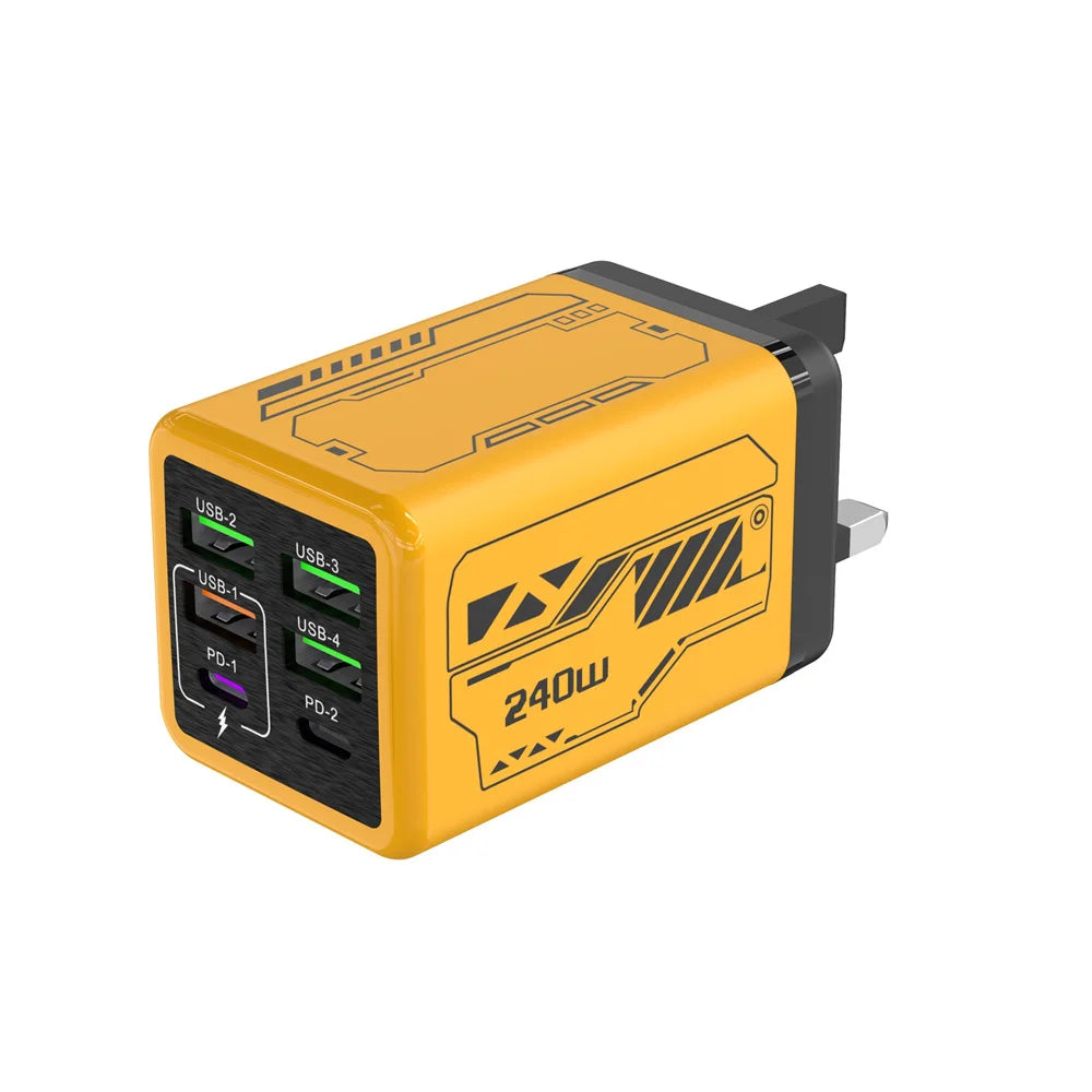 6-Port 240W GaN Wall Hub – USB-C & USB-A Fast Charging