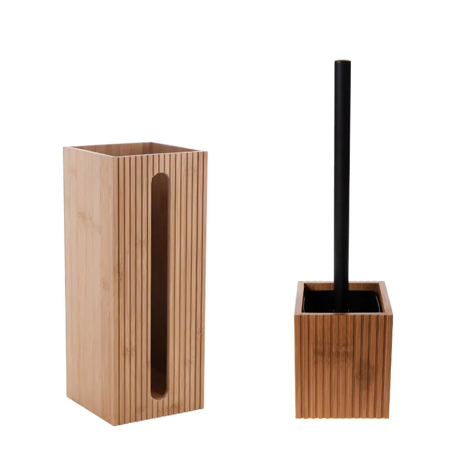 Toilet Brush & Paper Holder Set, Bamboo