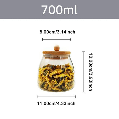 Wooden Lid Glass Sealed Jar Food Container Tea candy Kitchen Storage Bottle Jar Large Capacity Sealed For Kitchen Mason Jars