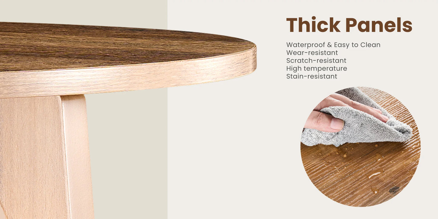 32-Inch Round Coffee Table – 2-Tier Wood Center Table with Storage