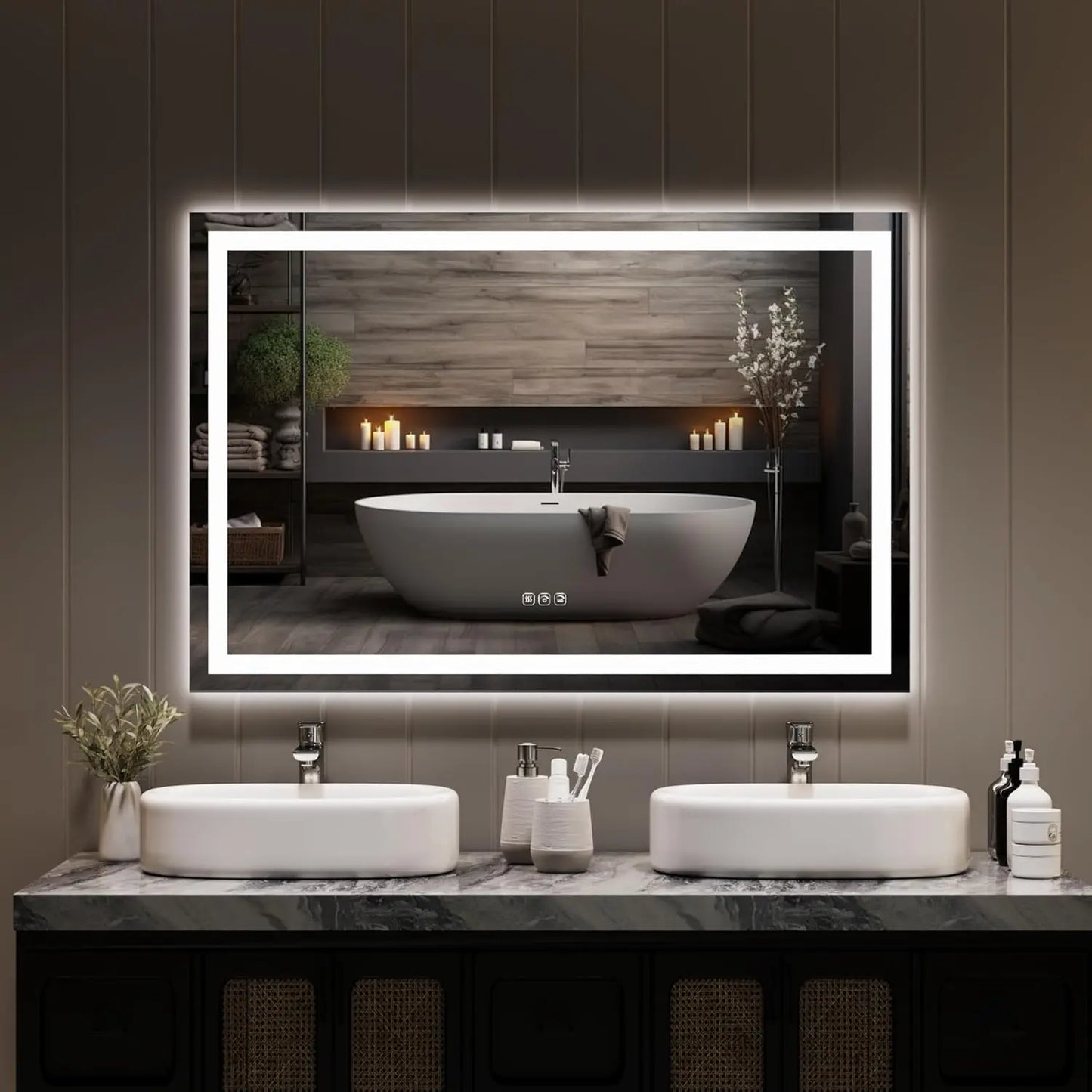 LED Bathroom Mirror, Front & Backlit Dimmable