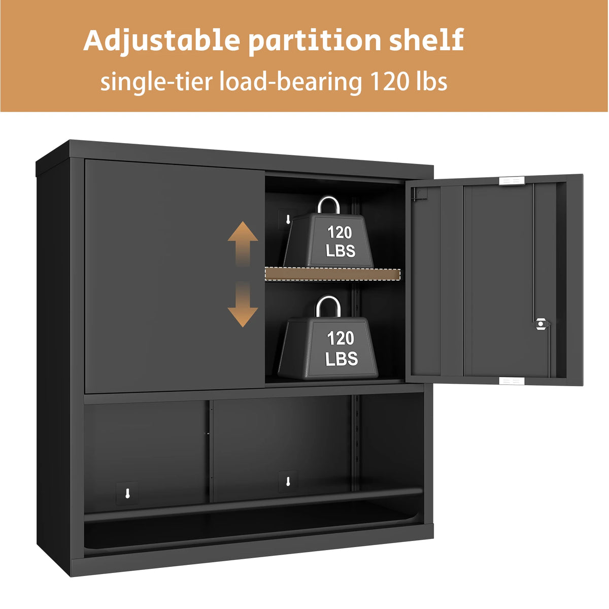 Wall Mounted Lockable Steel Storage Cabinet with Adjustable Shelves