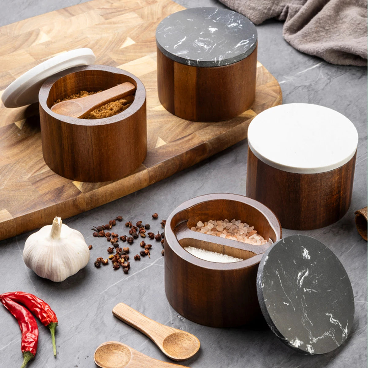 Acacia Wood Spice Jar