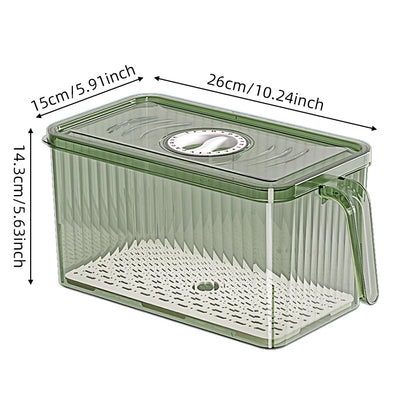 Stackable Refrigerator Storage Box with Lid & Timer