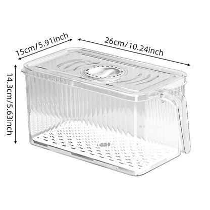 Stackable Refrigerator Storage Box with Lid & Timer
