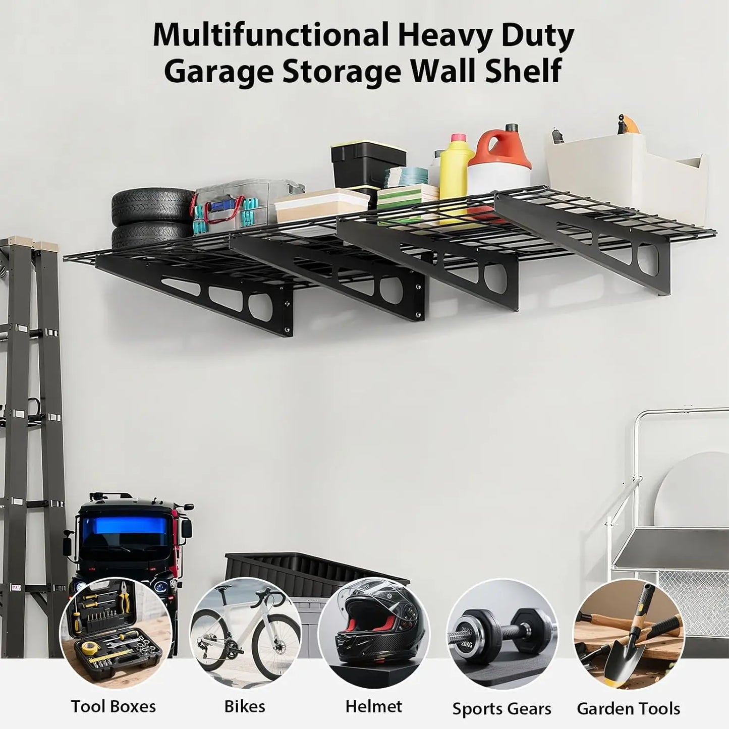 2-Pack Garage Wall Shelving – 2x6ft Heavy Duty Metal Storage Rack