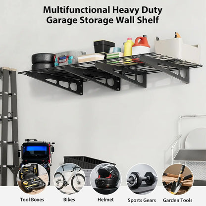 2-Pack Garage Wall Shelving – 2x6ft Heavy Duty Metal Storage Rack