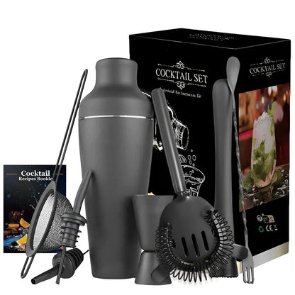 8-Piece Matte Black Cocktail Shaker Set – Complete Bartender Kit