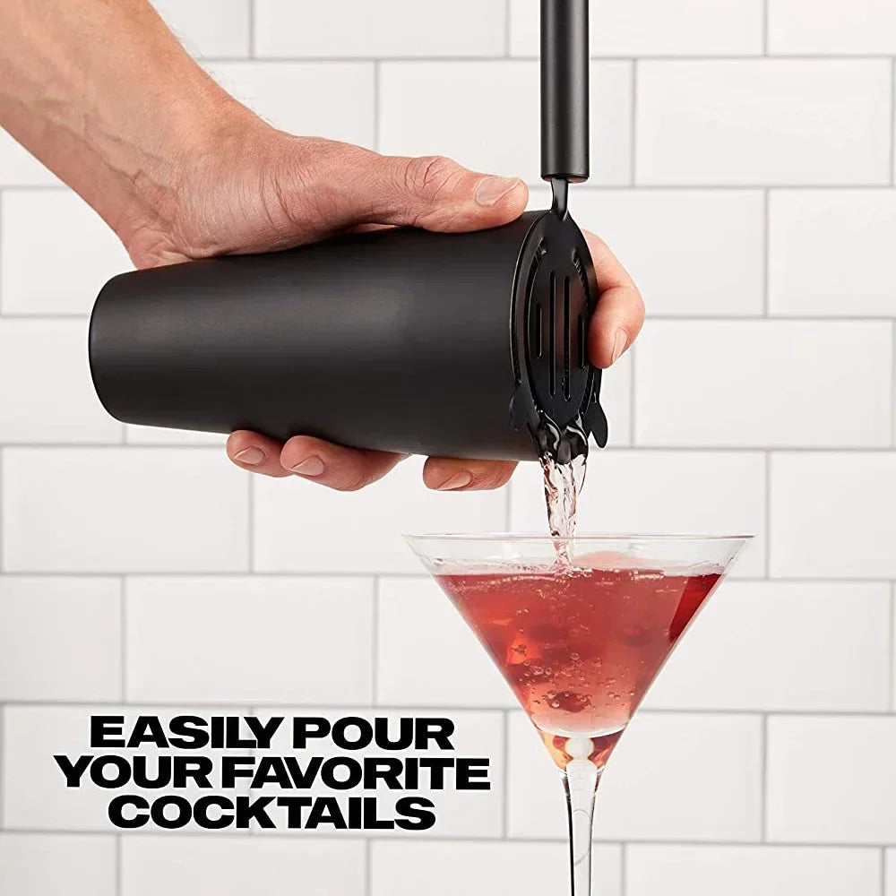 8-Piece Matte Black Cocktail Shaker Set – Complete Bartender Kit