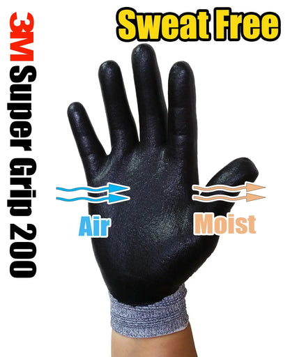 3M Nitrile Coated Work Gloves – 10 Pairs, Breathable Anti-Slip Knit Fabric