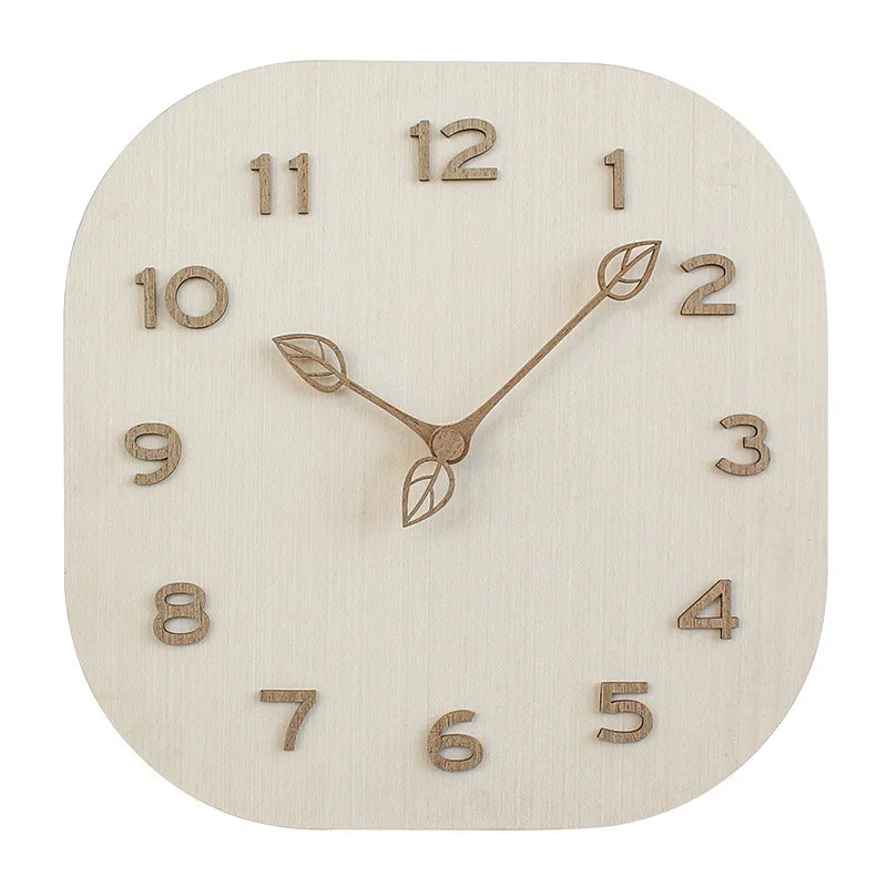 Square Light Luxury Wood Wall Clock