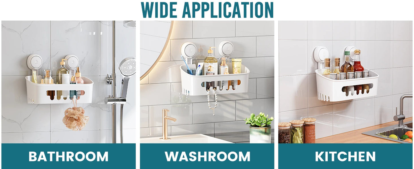 Corner Shower Shelf – No-Drill Suction Cup Bathroom Storage Basket