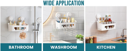 Corner Shower Shelf – No-Drill Suction Cup Bathroom Storage Basket