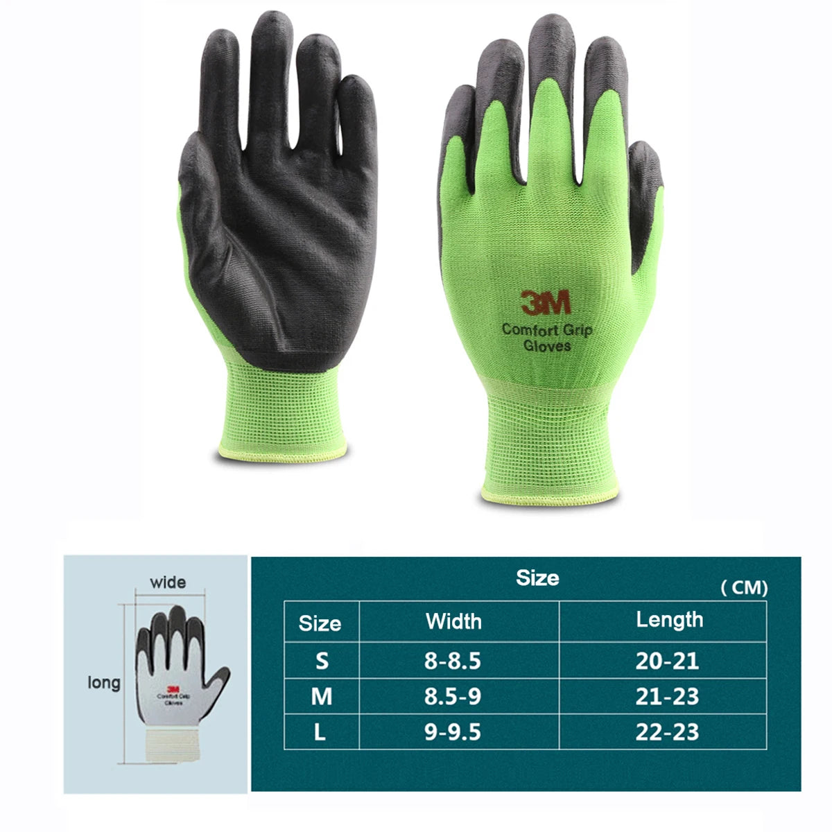 3M Nitrile Coated Work Gloves – 10 Pairs, Breathable Anti-Slip Knit Fabric