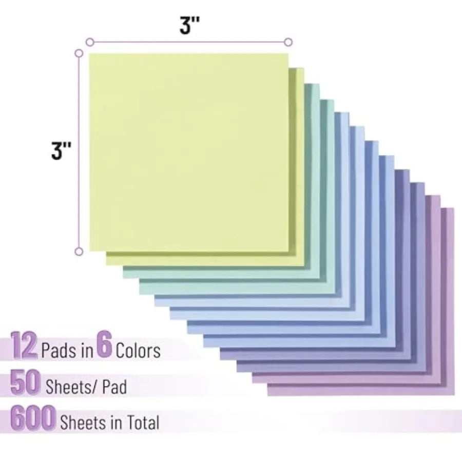 Sticky Notes 3×3, Summer Colors, 12 Pads