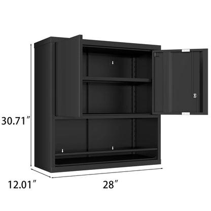Wall Mounted Lockable Steel Storage Cabinet with Adjustable Shelves
