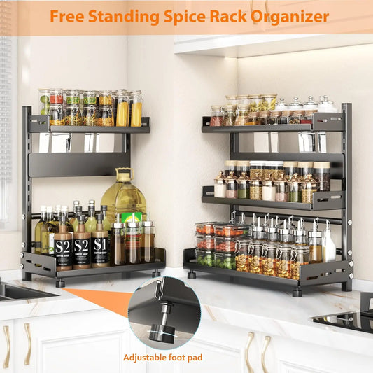 Spice Rack, 3-Tier Adjustable